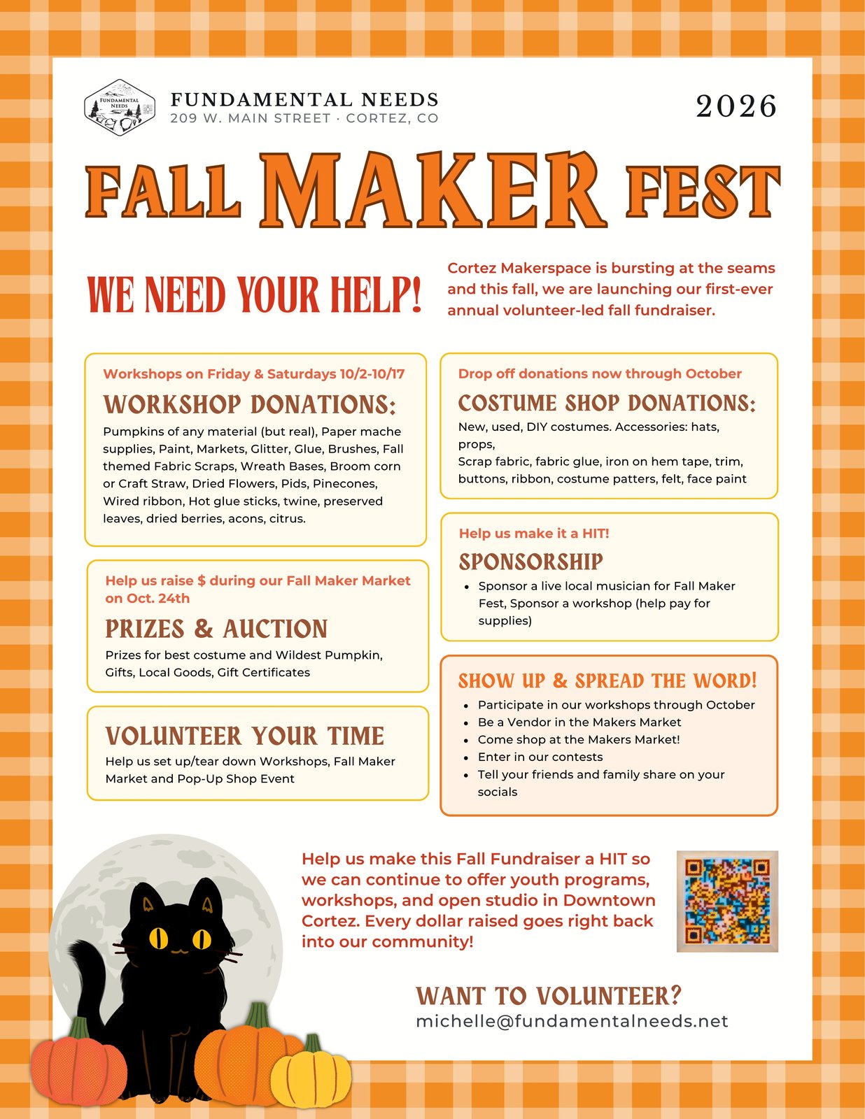 We Need Your Help! Volunteer, Donate, or Sponsor! - Fall Maker Fest